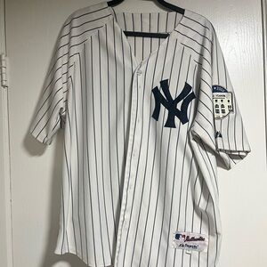 Majestic Navy and White Yankee Stadium Patch Jersey